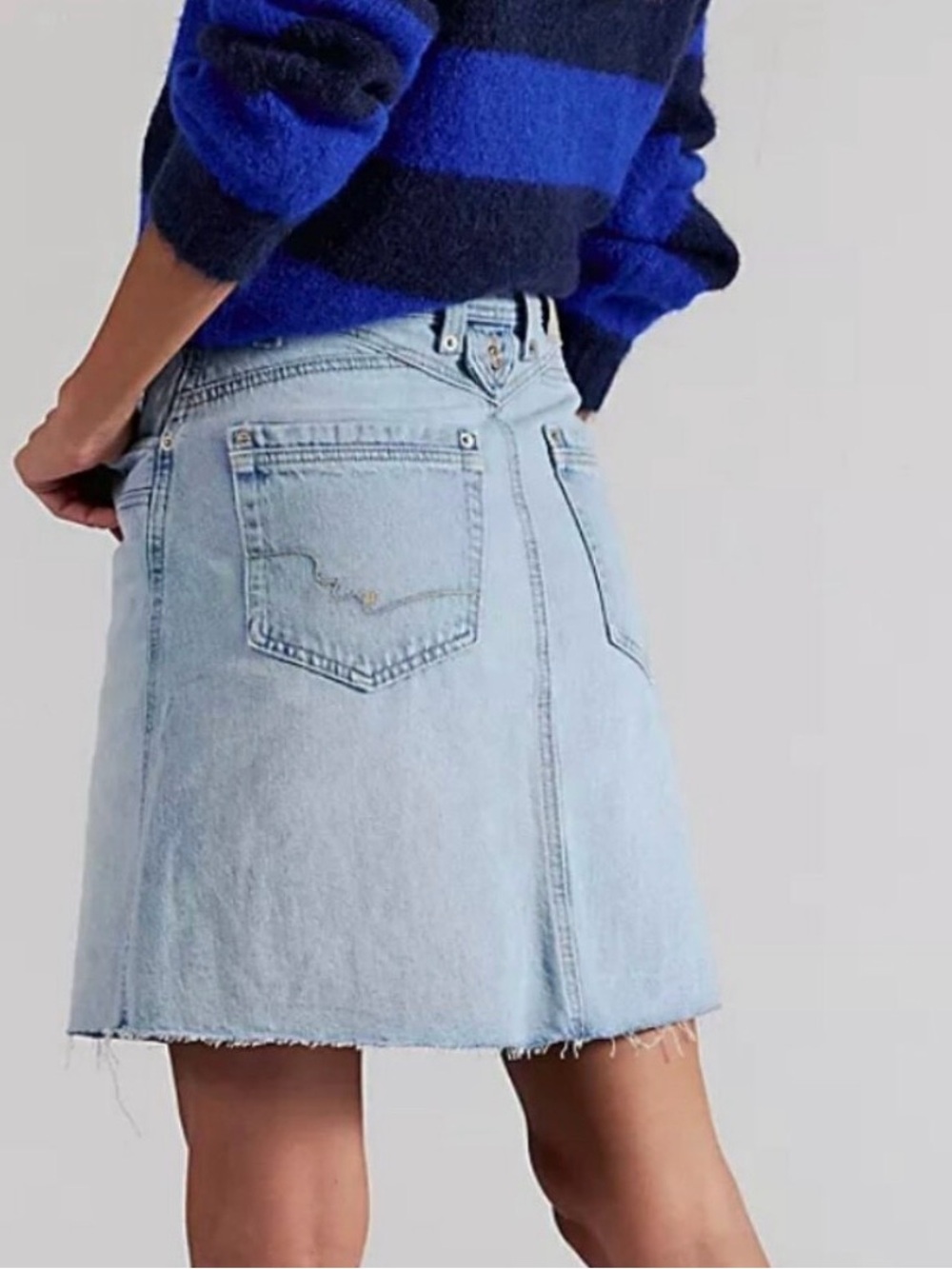 Free People Light Blue Denim Mini Skirt